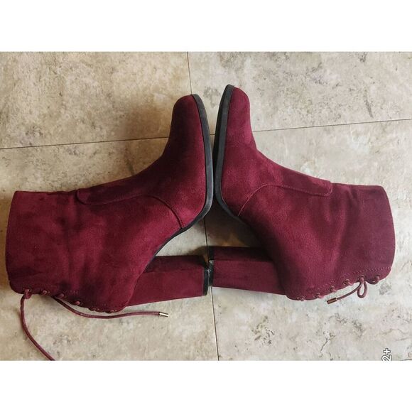 Eva & Zoe gorgeous suade burgandy ankle boots - Picture 5 of 9